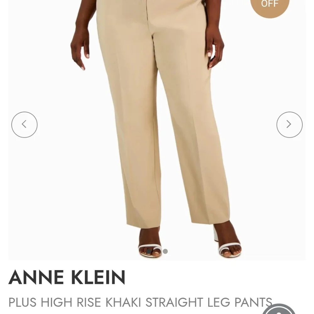 NWT Anne Klein 24W Beige High Rise Straight Leg Pants Office Classic Bn3042